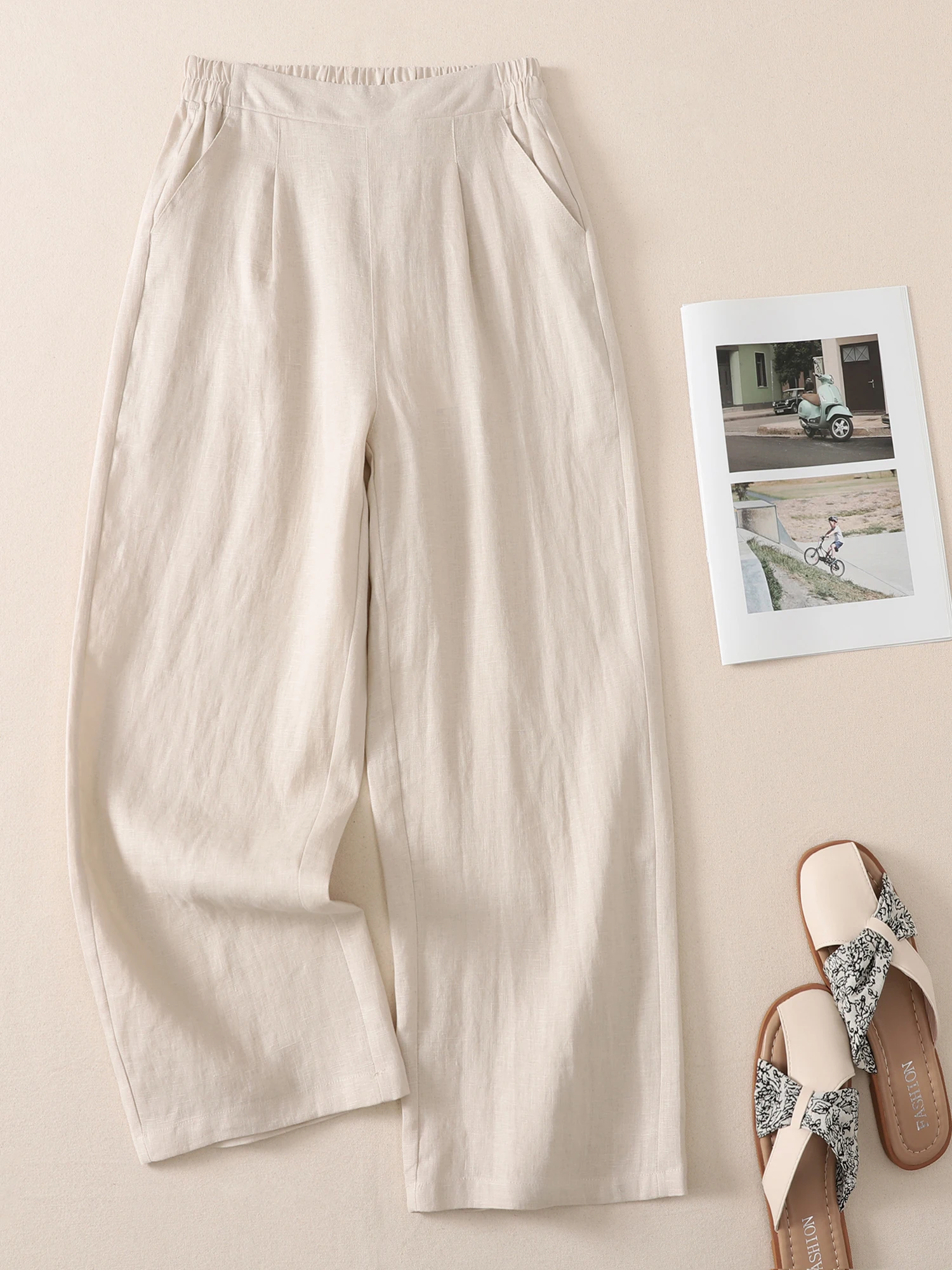 Minimalist Artistic High Waist Cotton Linen Wide Leg Pants Women Summer Thin Cool Breathable Nine Points Straight Casual Pants
Minimalist Artistic High Waist Cotton Linen Wide Leg Pants Women Summer Thin Cool Breathable Nine Points Straight Casual Pants
