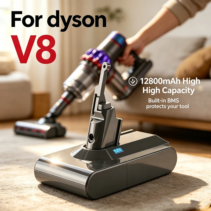 Vacuum Cleaner rechargeable Battery for Dyson V8 Series SV10 Absolute V8 Animal, Li-ion, SV10, 12800mAh, 21.6V
Vacuum Cleaner rechargeable Battery for Dyson V8 Series SV10 Absolute V8 Animal, Li-ion, SV10, 12800mAh, 21.6V