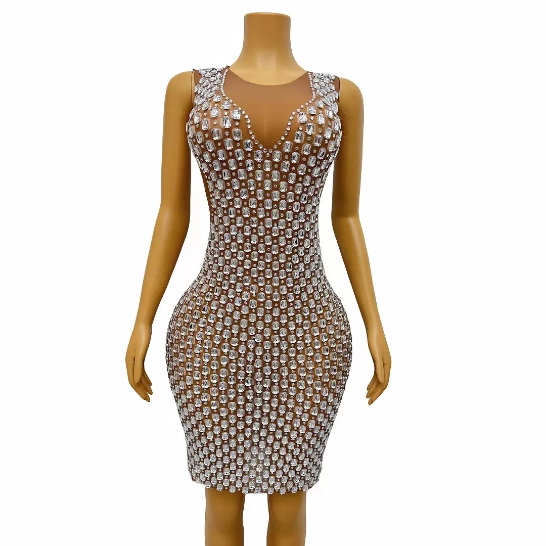 Silver Bia Rhinestones Transparent SexySleeveless Dress Singer Stretch Costume OutfitEvening Prom Party Collection zhulian
Silver Bia Rhinestones Transparent SexySleeveless Dress Singer Stretch Costume OutfitEvening Prom Party Collection zhulian