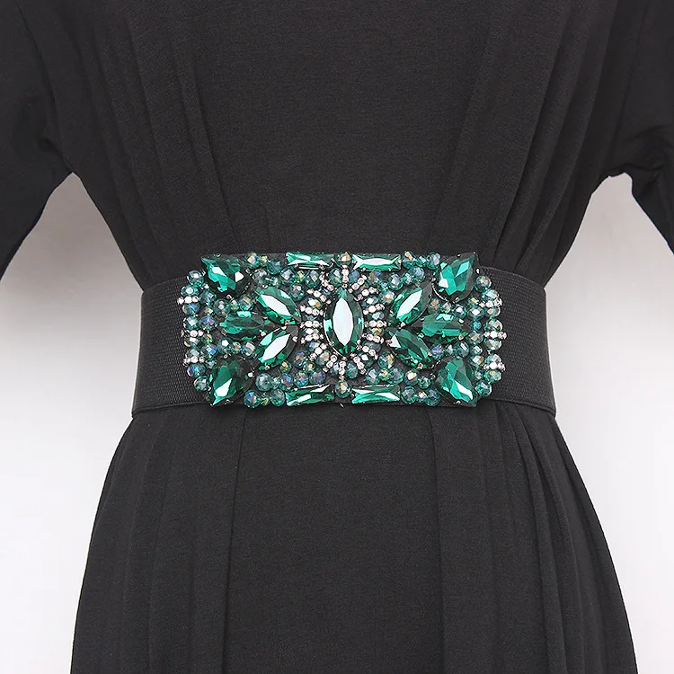 Women's Fashion Blingbling Rhinestone inlaid Beaded cummerbunds Female Dress Crystal Elastic Waistband Decoration Wide Belts
Women's Fashion Blingbling Rhinestone inlaid Beaded cummerbunds Female Dress Crystal Elastic Waistband Decoration Wide Belts
