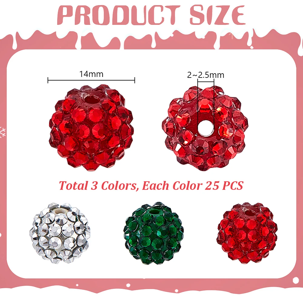 75Pcs 3 Colors Acrylic Resin Rhinestone Graduated Beads Mixed Color 14mm Hole: 2~2.5mm 25pcs/color
75Pcs 3 Colors Acrylic Resin Rhinestone Graduated Beads Mixed Color 14mm Hole: 2~2.5mm 25pcs/color