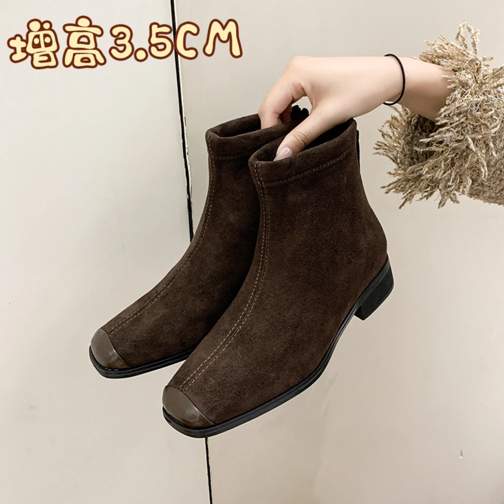 Square Toe Short Boots Women's Autumn 2026 New Fashion Suede Vintage Ankle Boots Zipper Non Slip Height Increase Low Heel Shoes
Square Toe Short Boots Women's Autumn 2026 New Fashion Suede Vintage Ankle Boots Zipper Non Slip Height Increase Low Heel Shoes