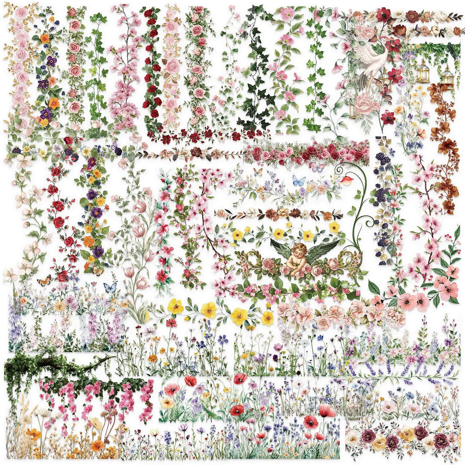 60PCS Cartoon Flower Booklet Lace Stickers Pack Waterproof Transparent PET Booklet Material Decorative Guitar Notebook
60PCS Cartoon Flower Booklet Lace Stickers Pack Waterproof Transparent PET Booklet Material Decorative Guitar Notebook