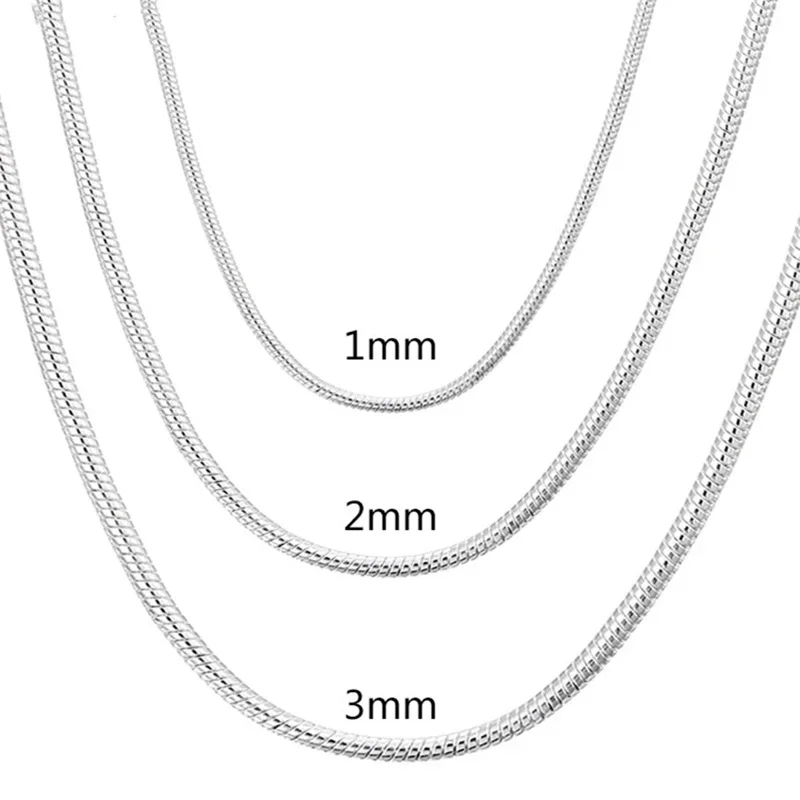 45-60cm Silver Color 1MM/2MM/3MM solid Snake Chain Necklace For Men Women Fashion Jewelry for pendant free shipping
45-60cm Silver Color 1MM/2MM/3MM solid Snake Chain Necklace For Men Women Fashion Jewelry for pendant free shipping