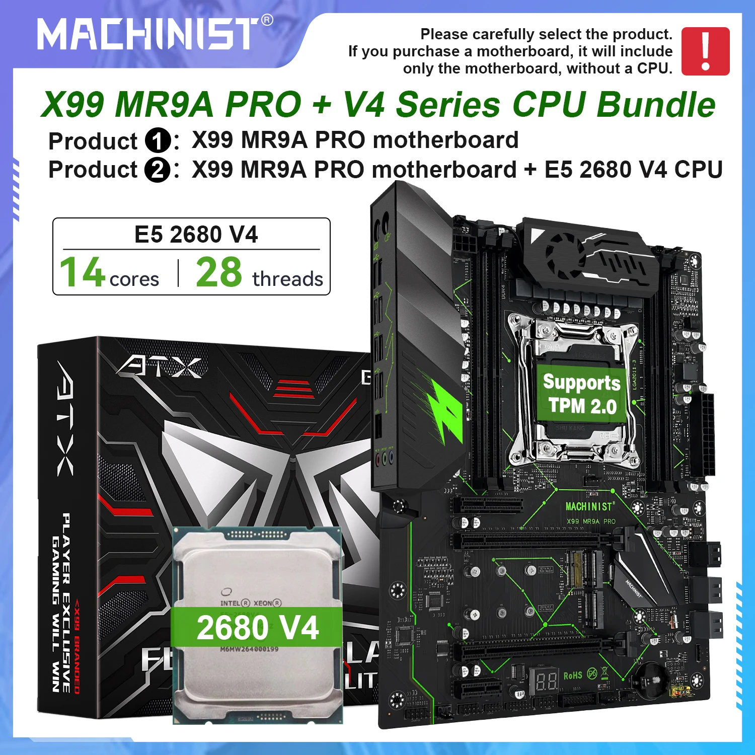 MACHINIST X99 MR9A PRO Motherboard Set Kit LGA 2011-3 Xeon E5 2680 V4 CPU DDR4 ECC RAM and Dual M.2 NVMe ATX Desktop Memory.
MACHINIST X99 MR9A PRO Motherboard Set Kit LGA 2011-3 Xeon E5 2680 V4 CPU DDR4 ECC RAM and Dual M.2 NVMe ATX Desktop Memory.