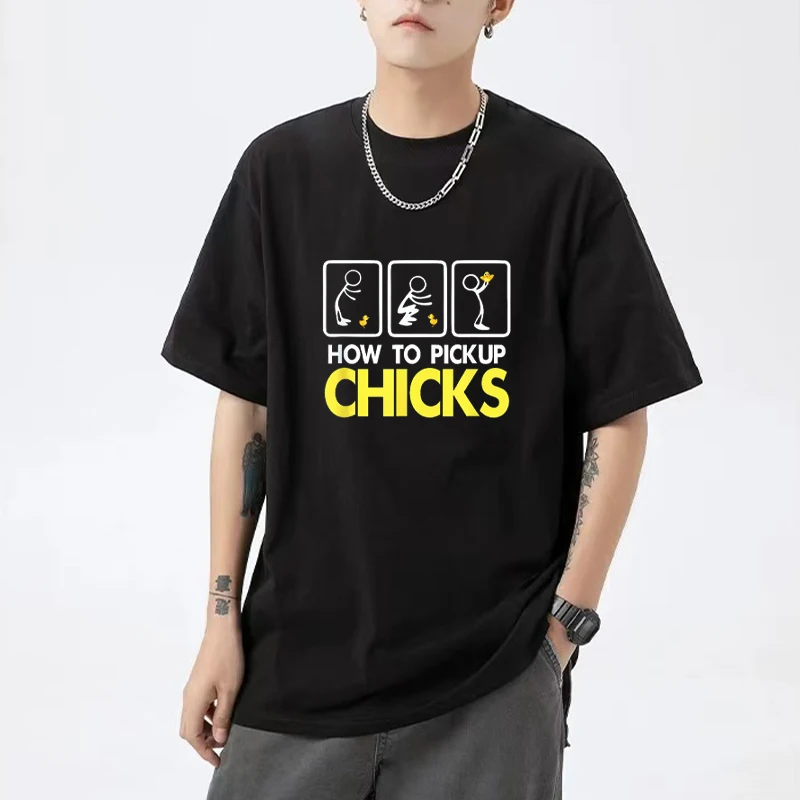 How To Pick Up Chicks printed short sleeve T-shirts Men Women Cotton Casual Hip Hop T shirt Funny Fashion Oversized Tops Unisex
How To Pick Up Chicks printed short sleeve T-shirts Men Women Cotton Casual Hip Hop T shirt Funny Fashion Oversized Tops Unisex