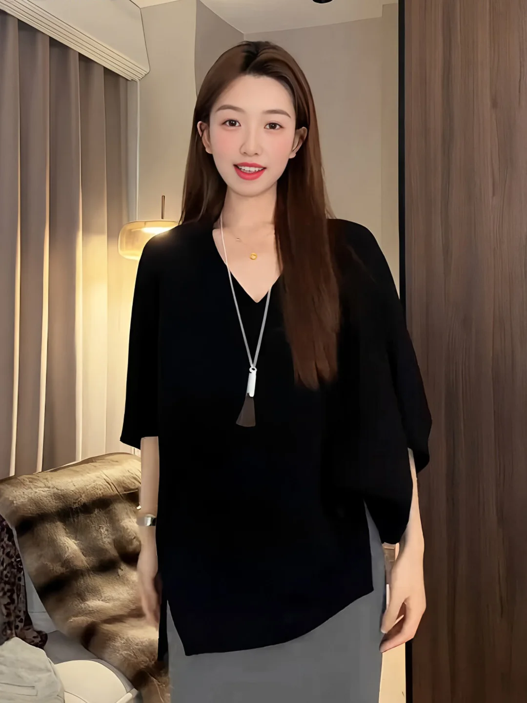 plus Size Asymmetrical Short Sleeve V-Neck T-Shirt Women Summer New Loose Slimming Meat Covering Top Casual Style Batwing Sleeve
plus Size Asymmetrical Short Sleeve V-Neck T-Shirt Women Summer New Loose Slimming Meat Covering Top Casual Style Batwing Sleeve