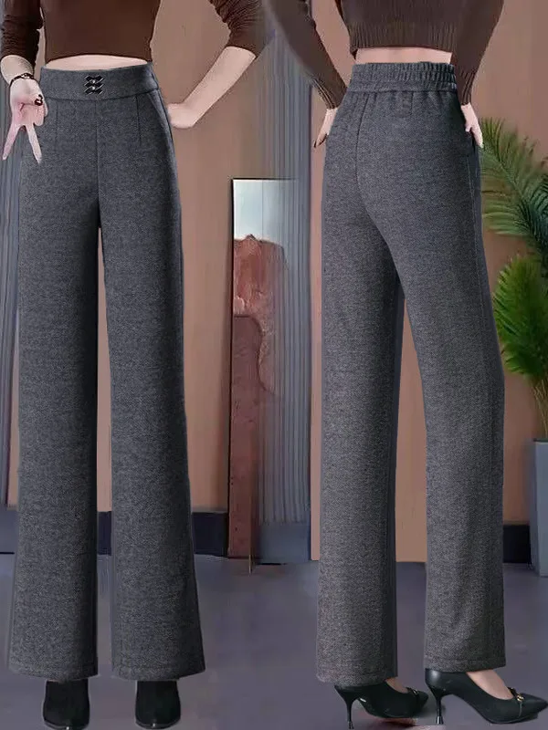 High Waist Fleece Lined Woolen Flared Pants Casual Women's Fashion 2024 Autumn Winter New Style Slimming Trousers
High Waist Fleece Lined Woolen Flared Pants Casual Women's Fashion 2024 Autumn Winter New Style Slimming Trousers
