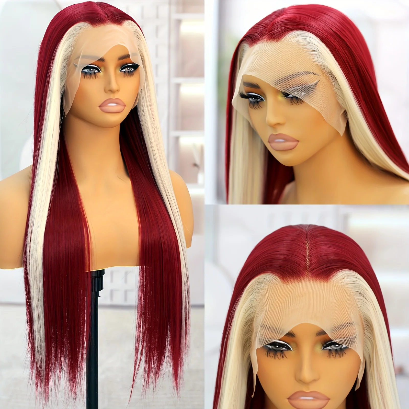 Straight 13x4 Lace Frontal Burgundy with 613B Colored Wig Pre Plucked Wigs Human Hair Wine Red with Blonde Highlight Human Hair
Straight 13x4 Lace Frontal Burgundy with 613B Colored Wig Pre Plucked Wigs Human Hair Wine Red with Blonde Highlight Human Hair