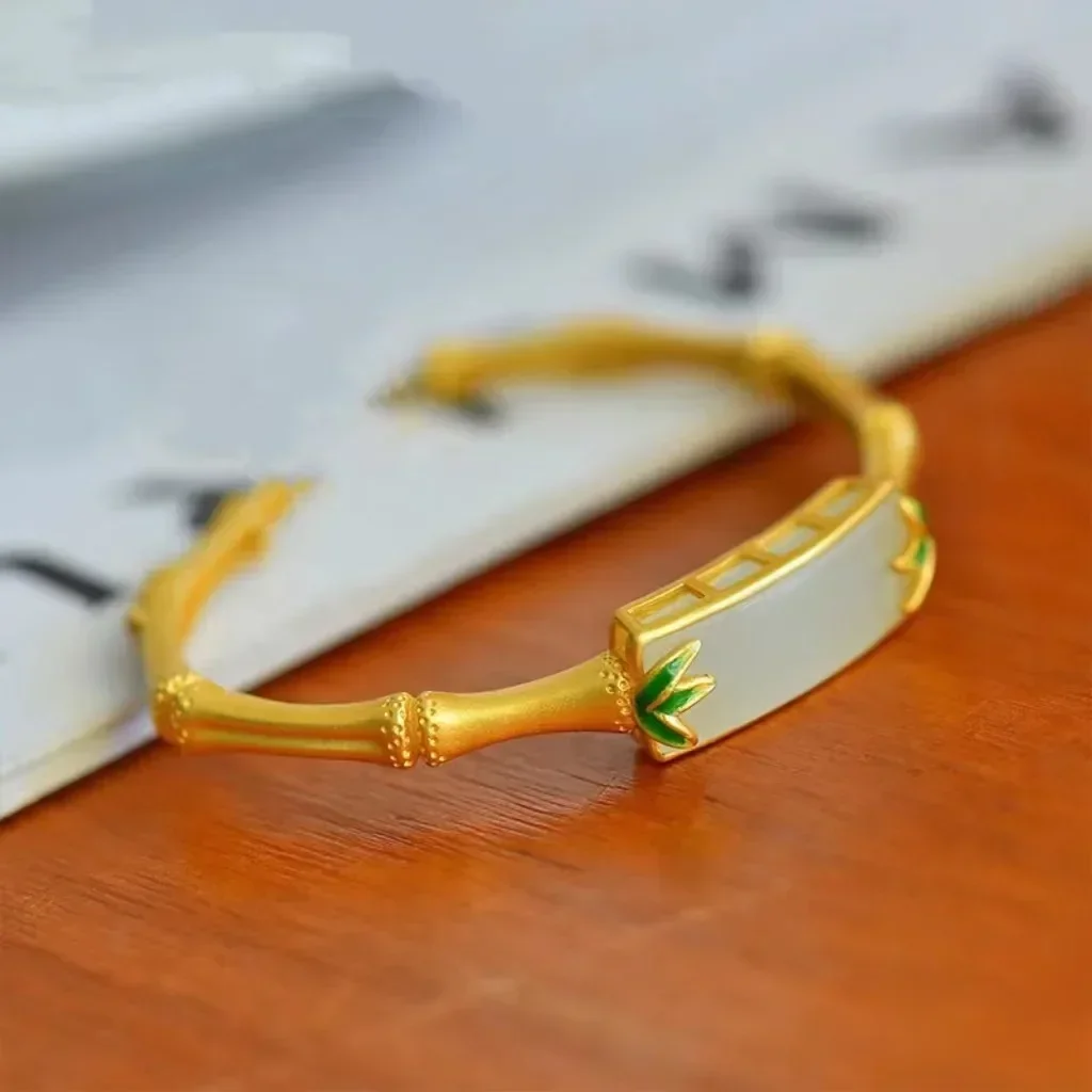 9999 24K real gold Jade Bamboo Leaf Festival Bracelet Female Hetian China-Chic Ancient Bamboo Leaf Opening Bracelet
9999 24K real gold Jade Bamboo Leaf Festival Bracelet Female Hetian China-Chic Ancient Bamboo Leaf Opening Bracelet