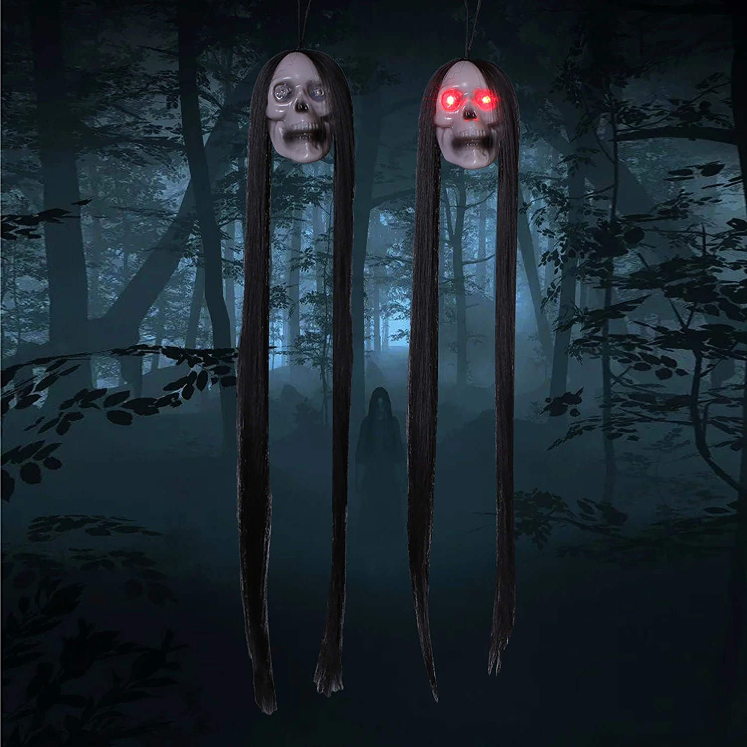 Halloween long haired ghost glowing ghost head horror room scene decoration props funny toys
Halloween long haired ghost glowing ghost head horror room scene decoration props funny toys