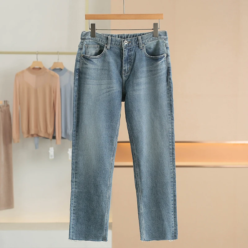High Waist Straight Leg Jeans Breathable Wide Hip Conceal Meat Spring New Brand Button Women's Jeans Casual Style mid Stretch
High Waist Straight Leg Jeans Breathable Wide Hip Conceal Meat Spring New Brand Button Women's Jeans Casual Style mid Stretch
