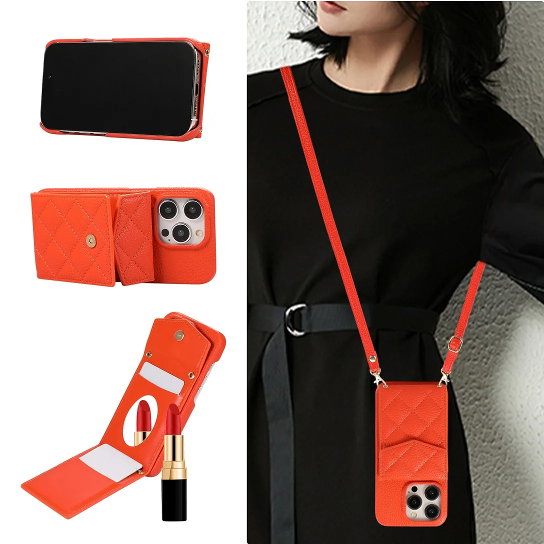 Luxury Shoulder Lanyard Leather Wallet Card Holder Makeup Case For iPhone11 12 13 14 15 16 Pro Max Plus Phone Cover With Mirror
Luxury Shoulder Lanyard Leather Wallet Card Holder Makeup Case For iPhone11 12 13 14 15 16 Pro Max Plus Phone Cover With Mirror
