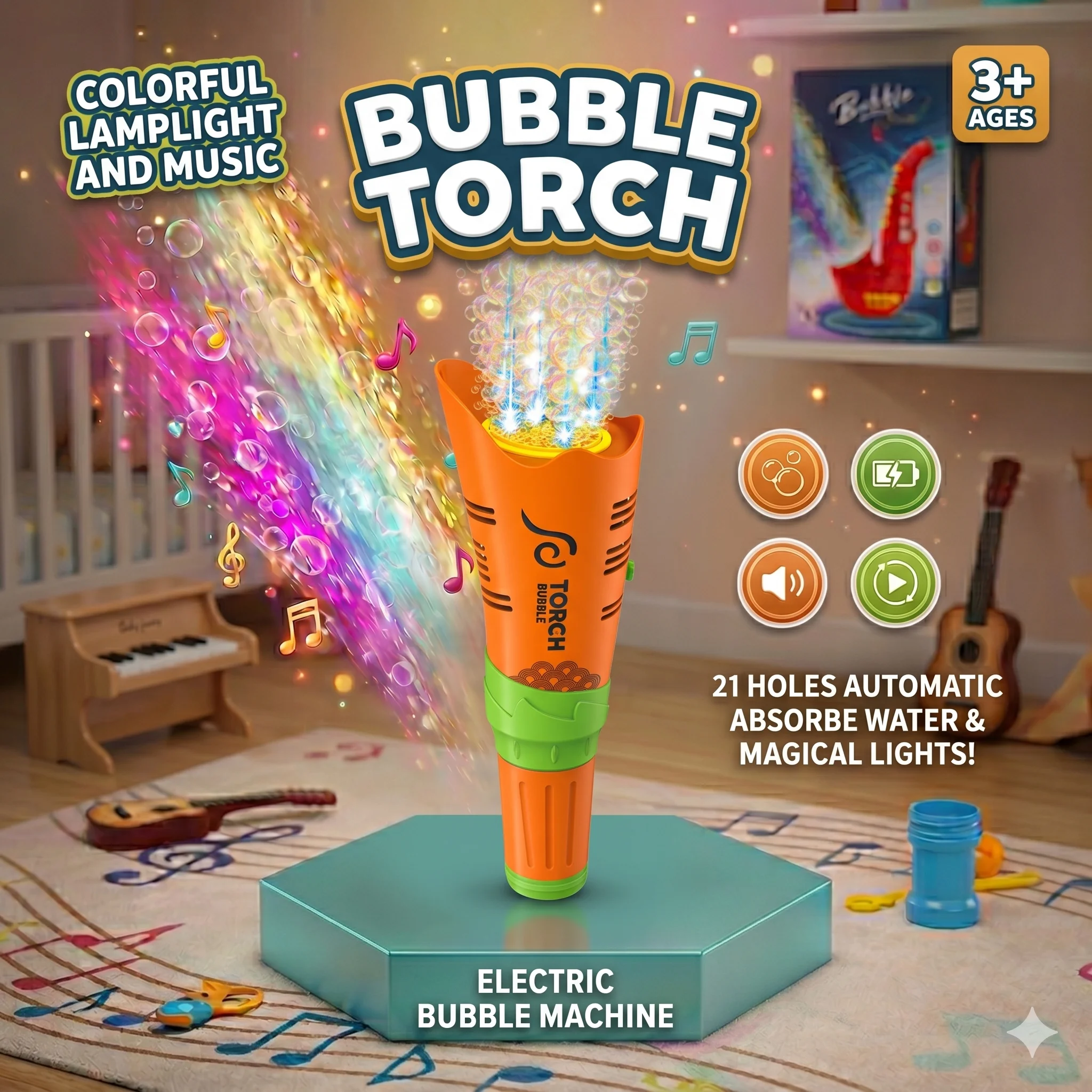 Kids Electric Torch Bubble Machine with Solution Sound & Light Automatic Torch Bubble Blower for Kids Boy Girl Party Outdoor Toy
Kids Electric Torch Bubble Machine with Solution Sound & Light Automatic Torch Bubble Blower for Kids Boy Girl Party Outdoor Toy