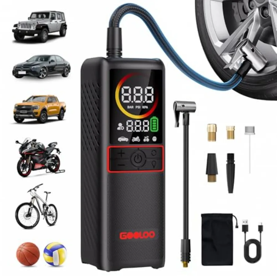 GT160 Tire Inflator Portable Air Compressor 160PSI Portable Air Pump for Car Tires 7500mAh Cordless Air Pump with Digital Press
GT160 Tire Inflator Portable Air Compressor 160PSI Portable Air Pump for Car Tires 7500mAh Cordless Air Pump with Digital Press