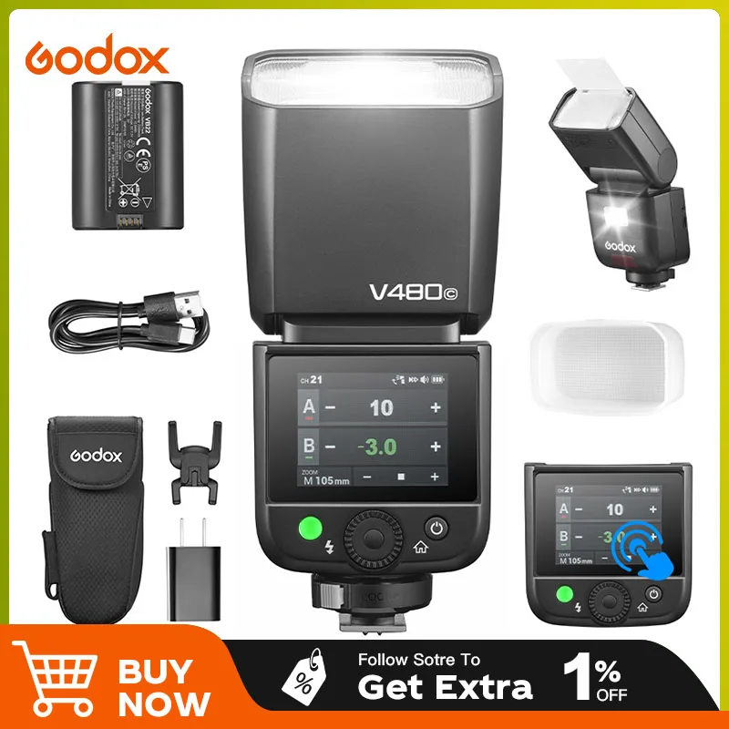 Godox V480 C/S/N/O/F TTL Li-ion Camera Flash Light With X2t X3 Speedlite 2.4G Wireless for Sony Canon Nikon Fujifilm Olympus
Godox V480 C/S/N/O/F TTL Li-ion Camera Flash Light With X2t X3 Speedlite 2.4G Wireless for Sony Canon Nikon Fujifilm Olympus