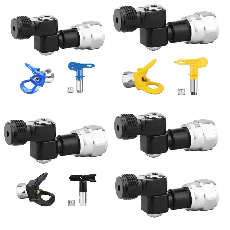 Airless Spray Gun Universal Swivel Angle 7/8In F-7/8In M Swivel+517 Nozzle And Nozzle Protector Seat,Painting Aid Kit Durable A
Airless Spray Gun Universal Swivel Angle 7/8In F-7/8In M Swivel+517 Nozzle And Nozzle Protector Seat,Painting Aid Kit Durable A