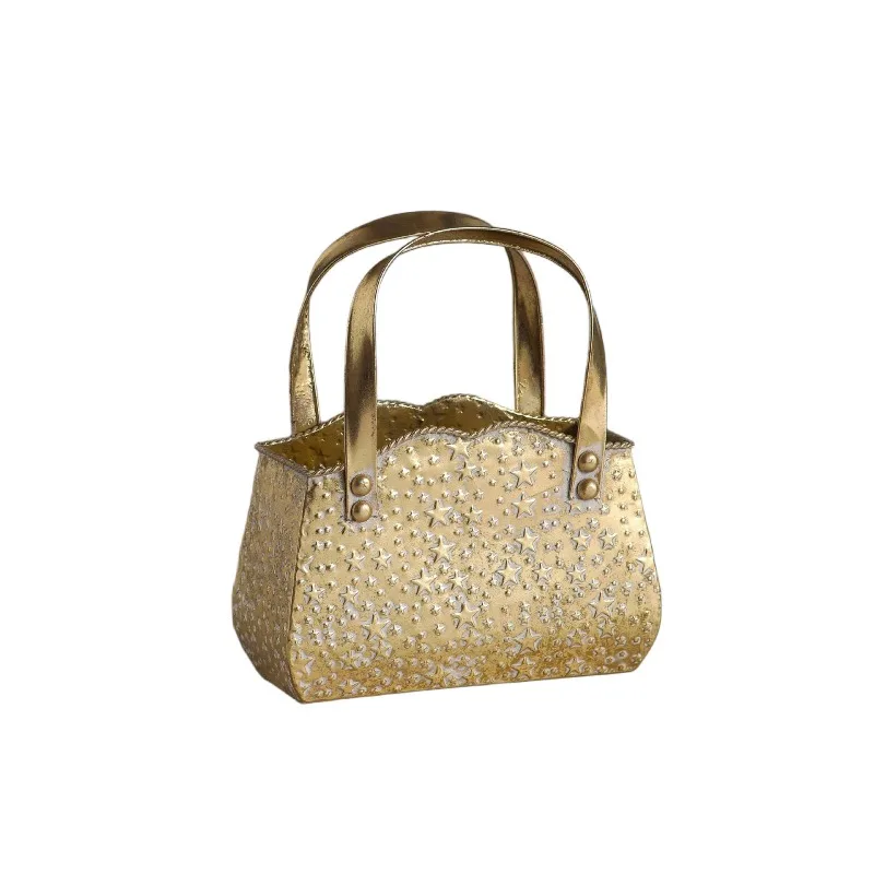 French light luxury wrought iron handbag decorative ornament, indoor dry flower storage, photography prop
French light luxury wrought iron handbag decorative ornament, indoor dry flower storage, photography prop