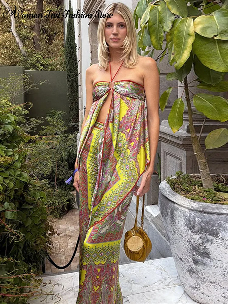 Bohemia Print Dress Trousers Set 2026 Summer New Lady Slim Off-shoulder Split Hollow-out Robes Loose Pants Women's Beach Outfits
Bohemia Print Dress Trousers Set 2026 Summer New Lady Slim Off-shoulder Split Hollow-out Robes Loose Pants Women's Beach Outfits