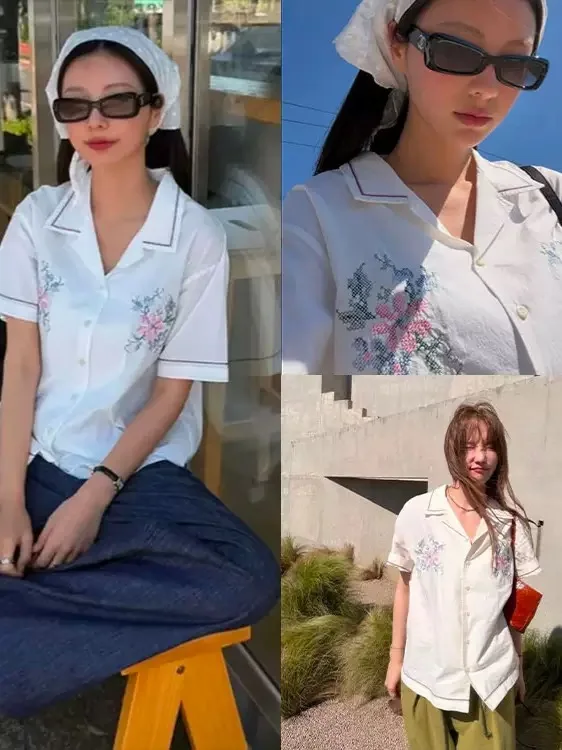 Floral Mosaic Embroidery Collar Short Sleeve Women's Shirt Breathable Cotton Blend Comfortable Fit Summer Fashion
Floral Mosaic Embroidery Collar Short Sleeve Women's Shirt Breathable Cotton Blend Comfortable Fit Summer Fashion