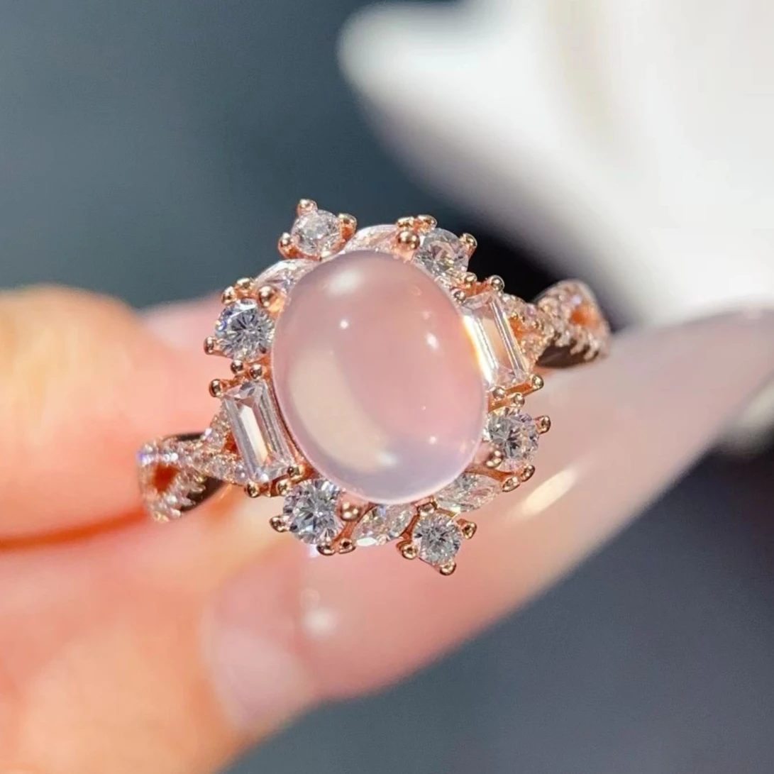 Romantic Natural Rose Quartz Halo Ring 925 Silver Love Stone Pink Gemstone Women's Anniversary Party Gift
Romantic Natural Rose Quartz Halo Ring 925 Silver Love Stone Pink Gemstone Women's Anniversary Party Gift