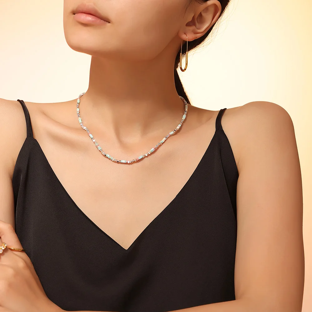 Stainless Steel Strand Beaded Chain Necklace For Women Colorful Square Natural Stone Women Collar Choker Necklace Jewelry
Stainless Steel Strand Beaded Chain Necklace For Women Colorful Square Natural Stone Women Collar Choker Necklace Jewelry