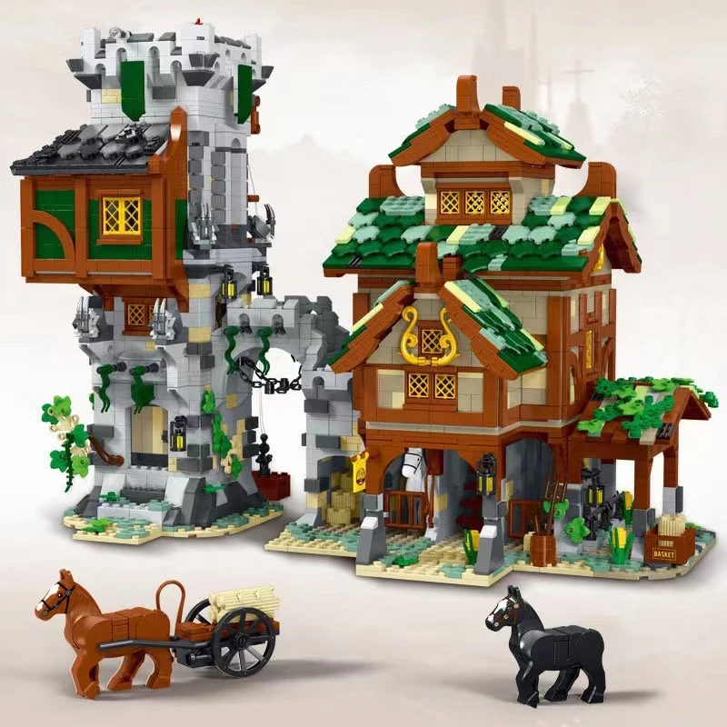 MOC Medieval Town Stable Guard Tower Building Blocks Set Retro Castle Architecture Toys Children Birthday Holiday Special Gifts
MOC Medieval Town Stable Guard Tower Building Blocks Set Retro Castle Architecture Toys Children Birthday Holiday Special Gifts