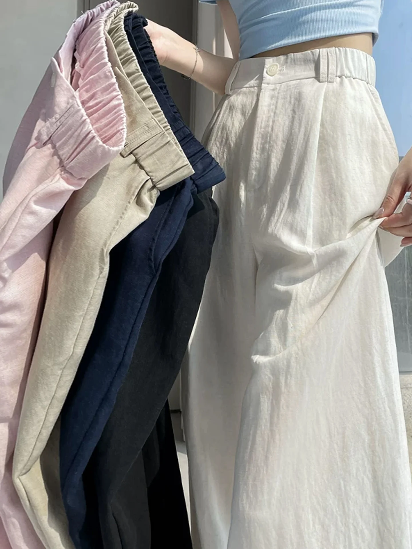 High Waist Loose Straight Leg Linen Wide Leg Pants Ice Silk Casual Floor Length Pants Summer New Style Women's Suit
High Waist Loose Straight Leg Linen Wide Leg Pants Ice Silk Casual Floor Length Pants Summer New Style Women's Suit