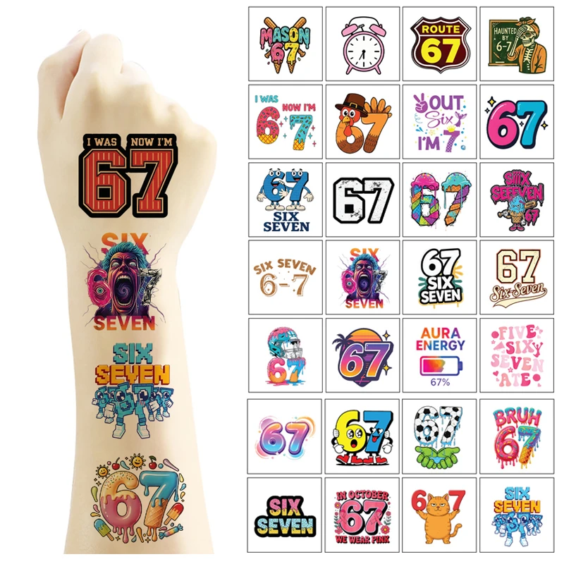 40pcs/set New Funny 67 Six Seven Temporary Tattoo Stickers For Body Art Tattoo Party Gifts Sticker
40pcs/set New Funny 67 Six Seven Temporary Tattoo Stickers For Body Art Tattoo Party Gifts Sticker