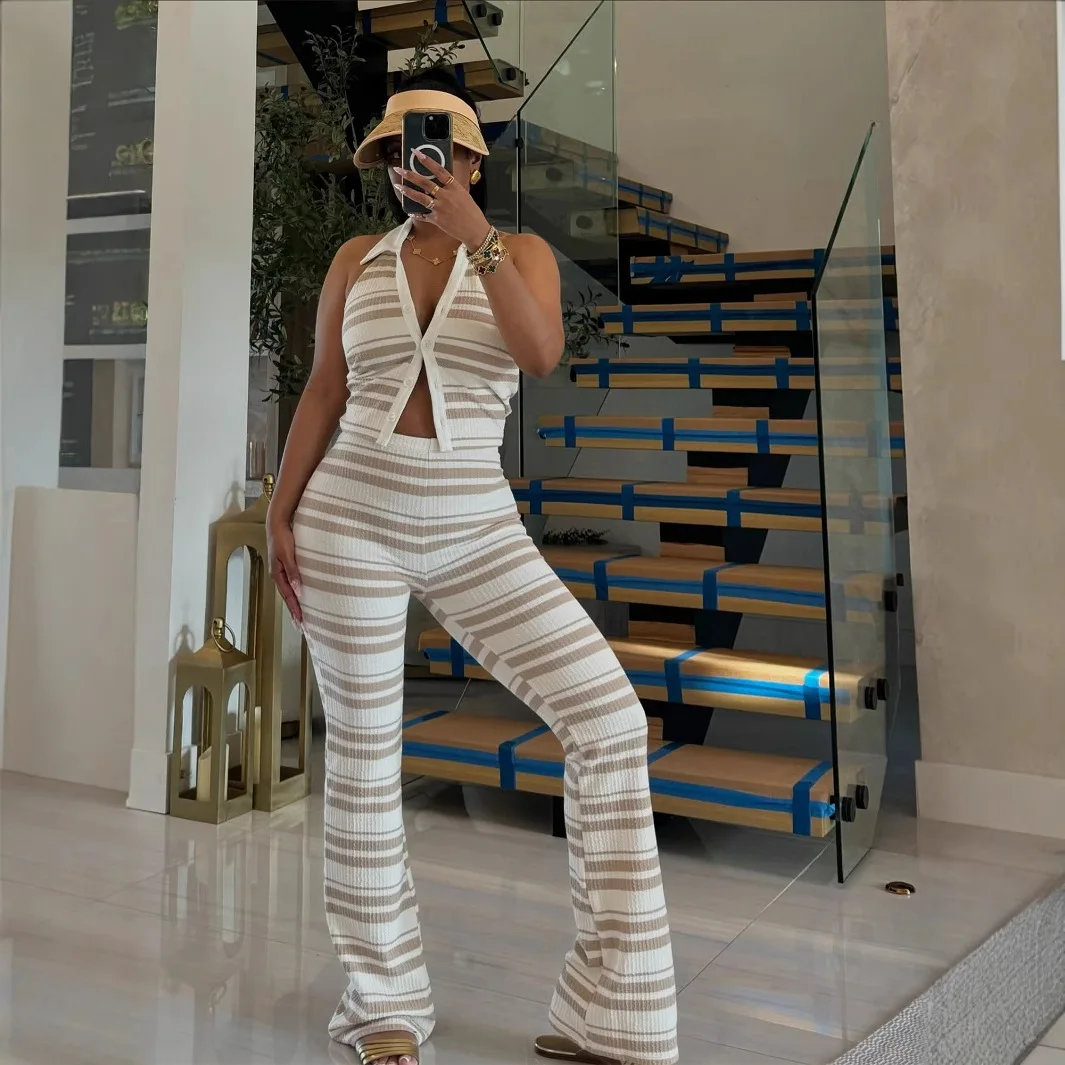 New Women's Casual Shirt Collar Sleeveless Top Waist Waist and Hip Pants Set for Summer 2025
New Women's Casual Shirt Collar Sleeveless Top Waist Waist and Hip Pants Set for Summer 2025