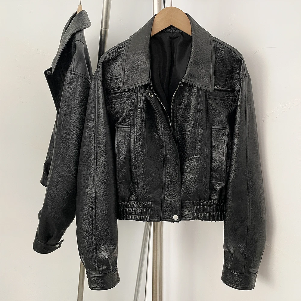 Zip Leather Jacket Demi-season Jacket for Women Casual High Quality Women Clothing Outerwear New Products Women's Leather Jacket
Zip Leather Jacket Demi-season Jacket for Women Casual High Quality Women Clothing Outerwear New Products Women's Leather Jacket