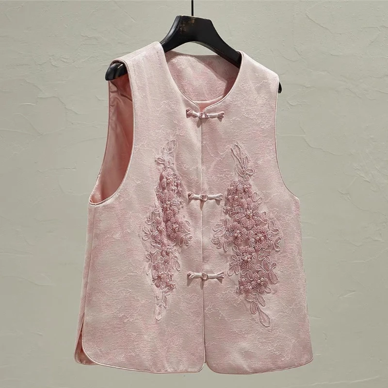 Spring Summer Women Beading Embroidery Pearls Sleeveless Vintage Vest Coat , Chinese Style Woman Dobby Floral Vests Coats
Spring Summer Women Beading Embroidery Pearls Sleeveless Vintage Vest Coat , Chinese Style Woman Dobby Floral Vests Coats