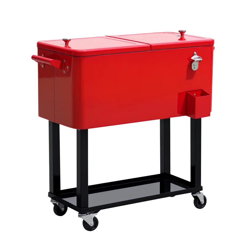 80 QT Rolling Cooling Bins Ice Chest on Wheels Outdoor Stand Up Drink Cooler Cart for Party, Red
80 QT Rolling Cooling Bins Ice Chest on Wheels Outdoor Stand Up Drink Cooler Cart for Party, Red