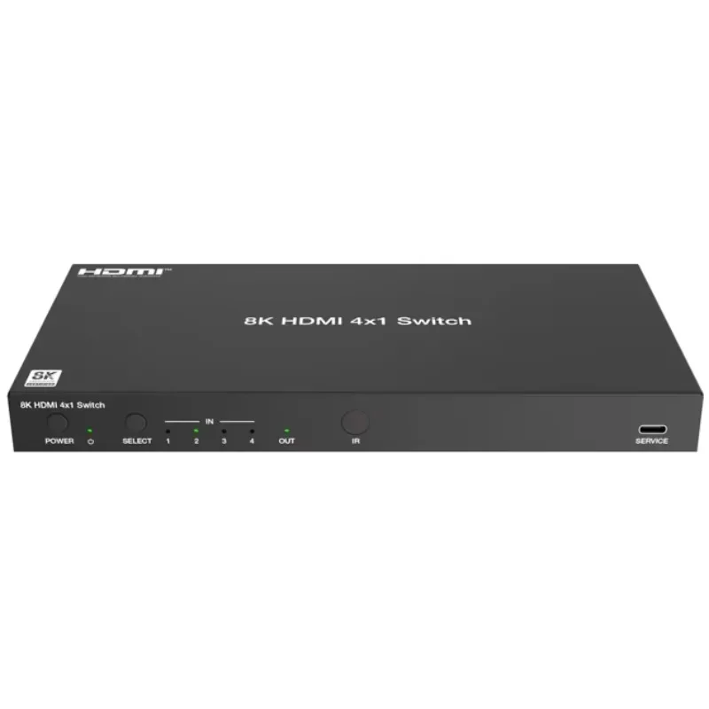 8K HDMI 4x1 Switcher IR Remote and RS- 232 API Commands Control for Home Theatre System
8K HDMI 4x1 Switcher IR Remote and RS- 232 API Commands Control for Home Theatre System