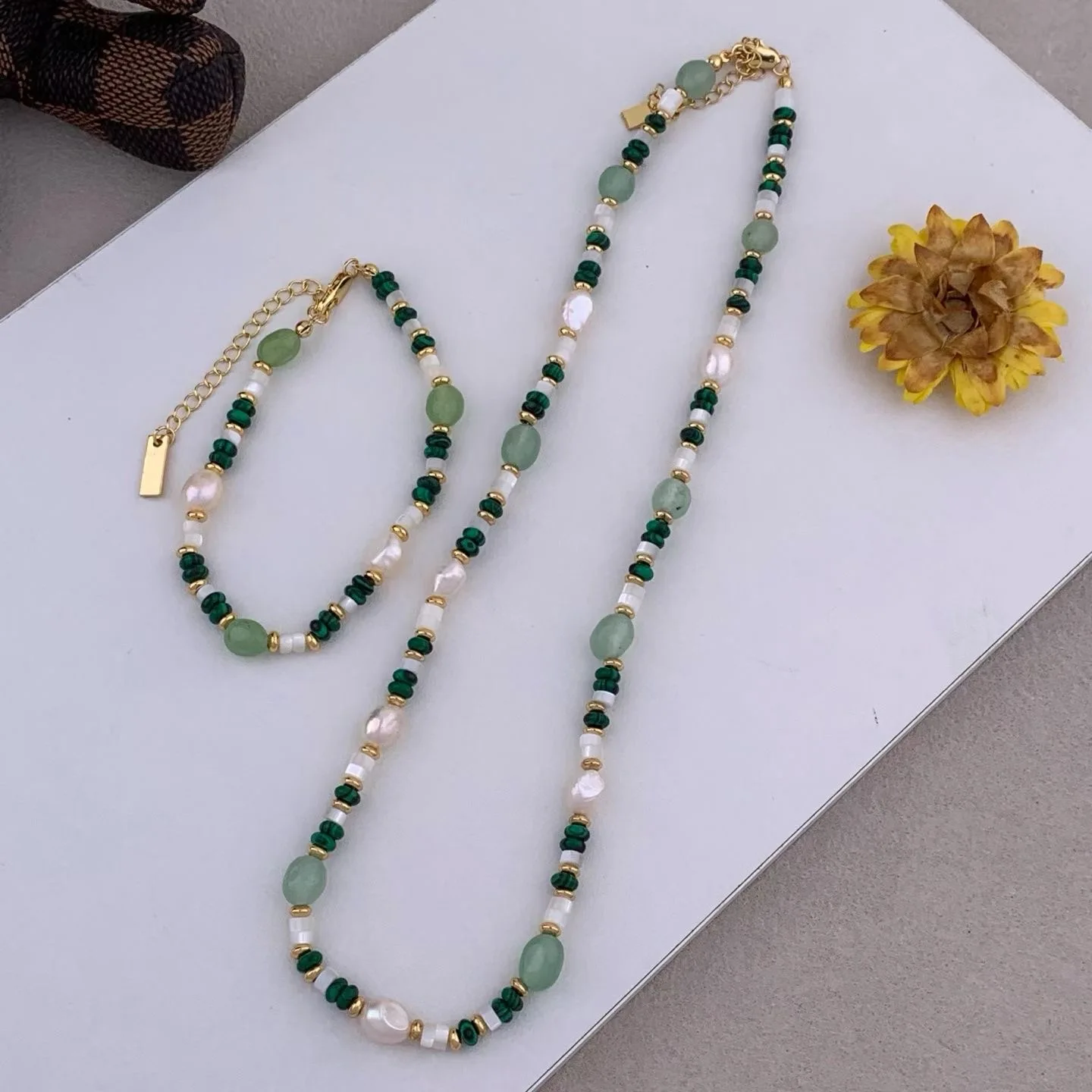 Vintage Emerald agate stone pearl Bracelets necklace for women's girl gift Party Hand chain fine Jewelry
Vintage Emerald agate stone pearl Bracelets necklace for women's girl gift Party Hand chain fine Jewelry