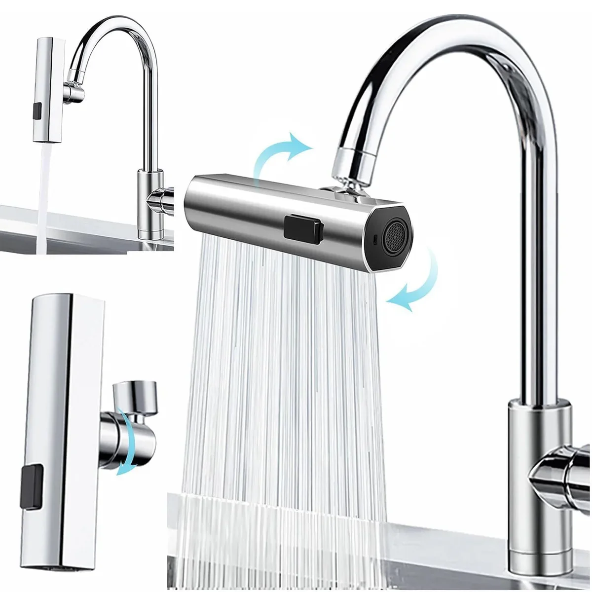 Kitchen Faucet with Pull Down Shower, Waterfall Sink Faucet, Single Handle Kitchen Sink Faucet with 3 Function Pull Down Shower
Kitchen Faucet with Pull Down Shower, Waterfall Sink Faucet, Single Handle Kitchen Sink Faucet with 3 Function Pull Down Shower