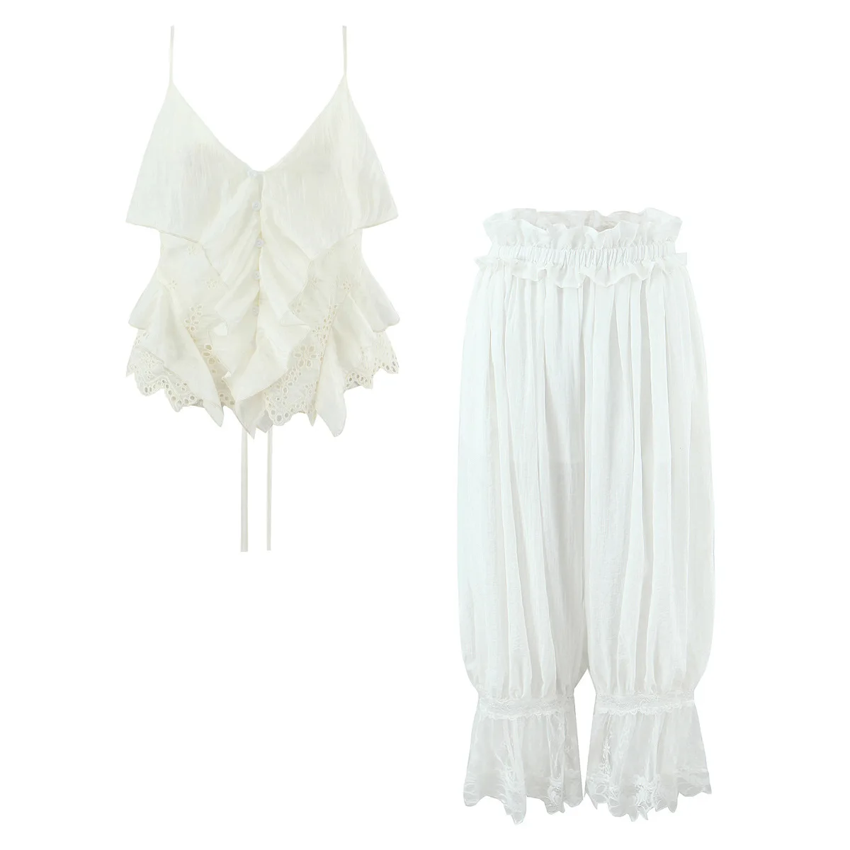Two-piece Set of Women's 2026 New Pure Desire Design V-neck Ruffle Edge Suspender Lace Bloomers
Two-piece Set of Women's 2026 New Pure Desire Design V-neck Ruffle Edge Suspender Lace Bloomers
