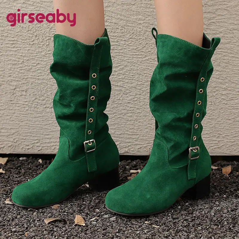 Girseaby Retro 2025 Leisure Women Mid Calf Boots Round Toe 4.5cm Block Heel Slip On Pleated Belt Buckle Extended Size 49 Autumn
Girseaby Retro 2025 Leisure Women Mid Calf Boots Round Toe 4.5cm Block Heel Slip On Pleated Belt Buckle Extended Size 49 Autumn