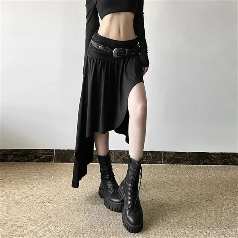 2025 New Vintage Dark Solid High Waist Hem Split Skirt Cyber Y2K Grunge Irregular A-line Skirts Women Streetwear E-girl Clothes
2025 New Vintage Dark Solid High Waist Hem Split Skirt Cyber Y2K Grunge Irregular A-line Skirts Women Streetwear E-girl Clothes