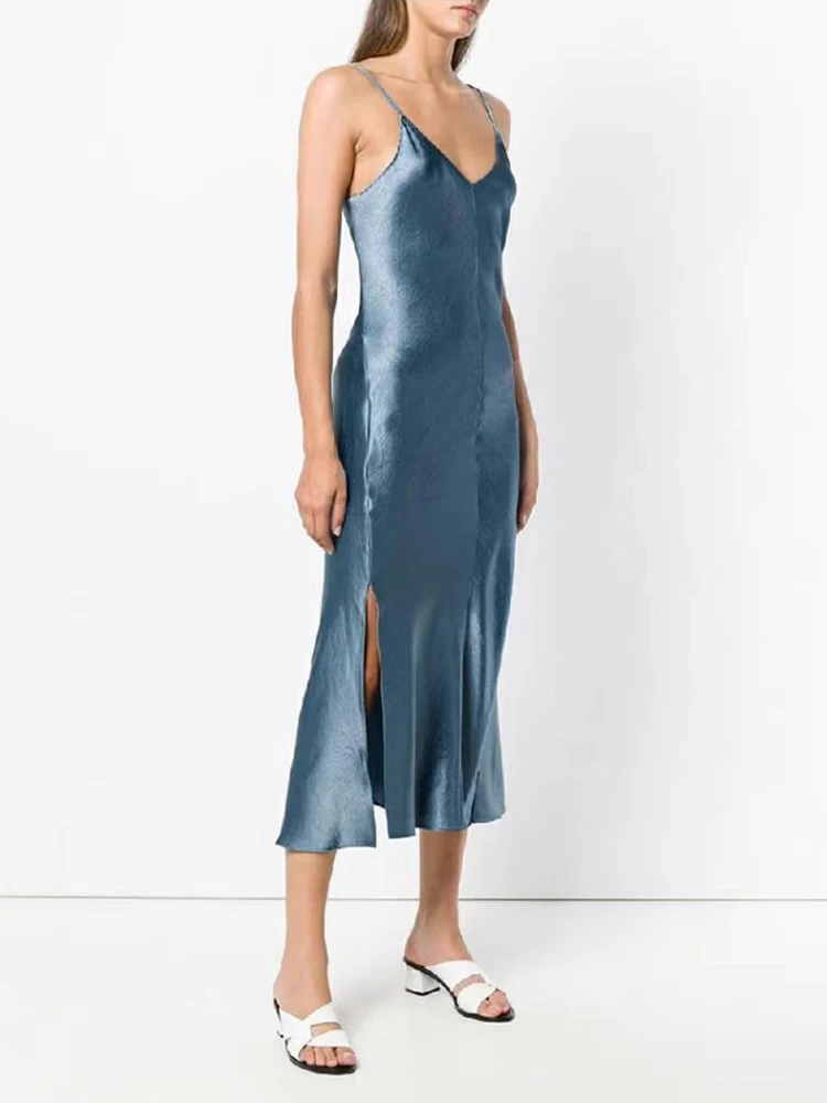 Naturaleye Summer Sexy Slim Fit Midi Dress Fish Tail Skirt Satin Chiffon Pure Desire Strapless Split Light Blue Casual V-neck
Naturaleye Summer Sexy Slim Fit Midi Dress Fish Tail Skirt Satin Chiffon Pure Desire Strapless Split Light Blue Casual V-neck