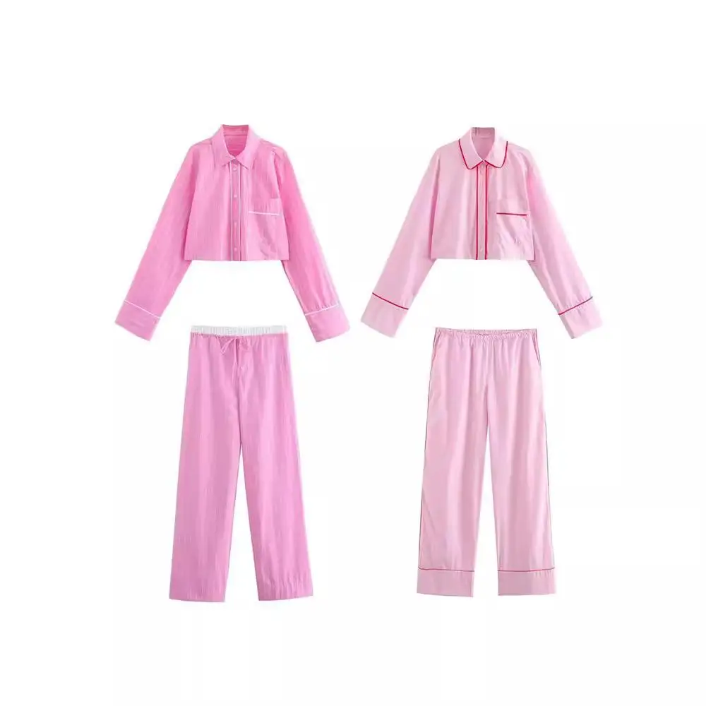 Women Striped Long-Sleeved Shirt Fashion Pull Rope Button Pajama Pants Princess Sleeve Trend Top Royal Sister Style Top Set
Women Striped Long-Sleeved Shirt Fashion Pull Rope Button Pajama Pants Princess Sleeve Trend Top Royal Sister Style Top Set