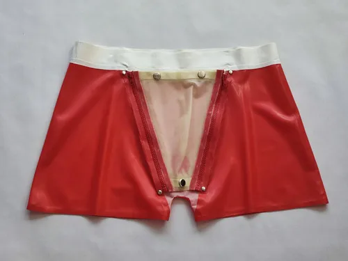 fetishism Latex Rubber Gummi White and Red Crotch zipper Briefs shorts Masquerade Cosplay
fetishism Latex Rubber Gummi White and Red Crotch zipper Briefs shorts Masquerade Cosplay
