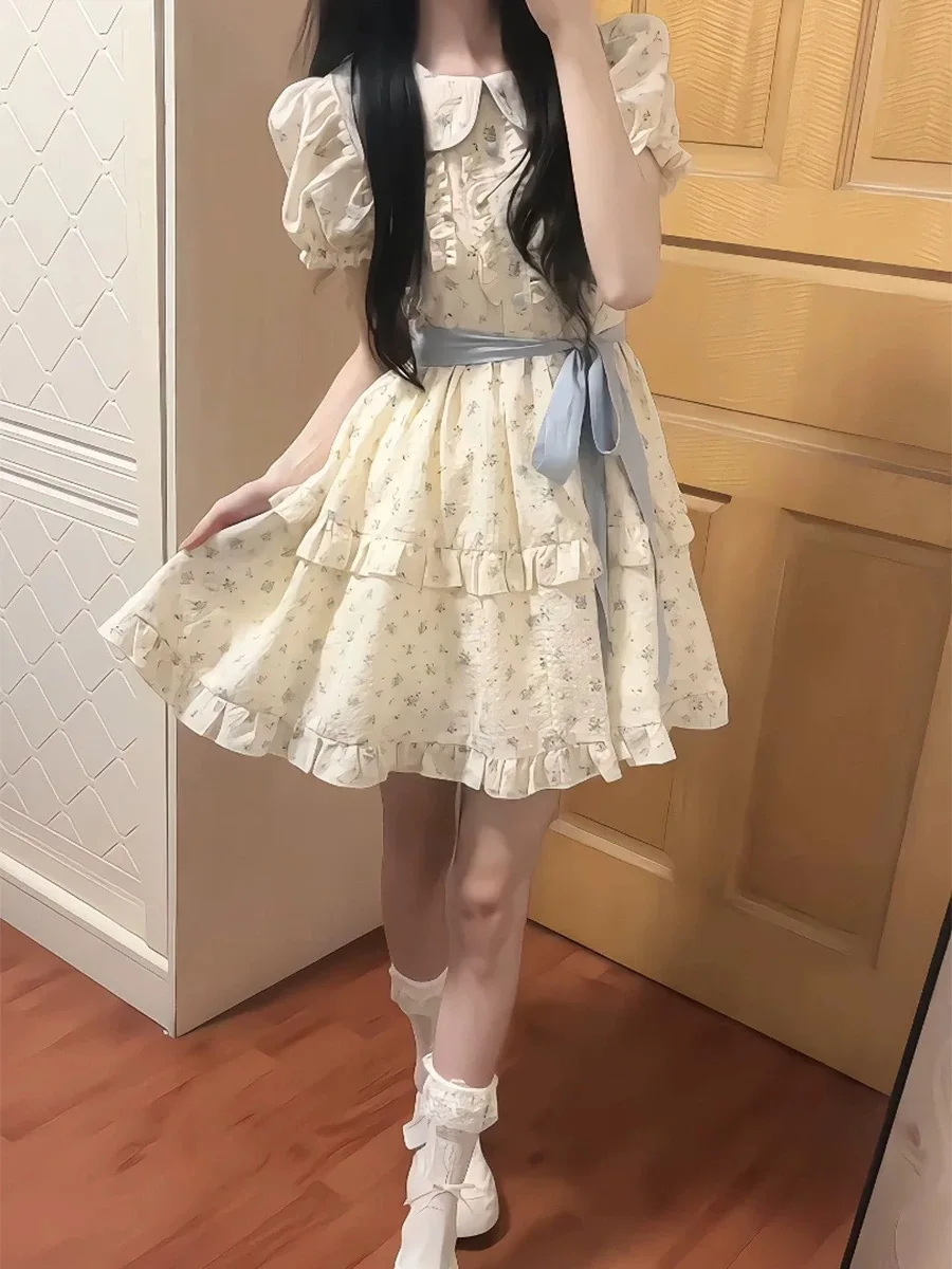 Summer Floral Print Princess Style Dress Women's Puffy Sleeve Doll Dress Slimming Waistline Cake Skirt Shape Short Sleeve
Summer Floral Print Princess Style Dress Women's Puffy Sleeve Doll Dress Slimming Waistline Cake Skirt Shape Short Sleeve