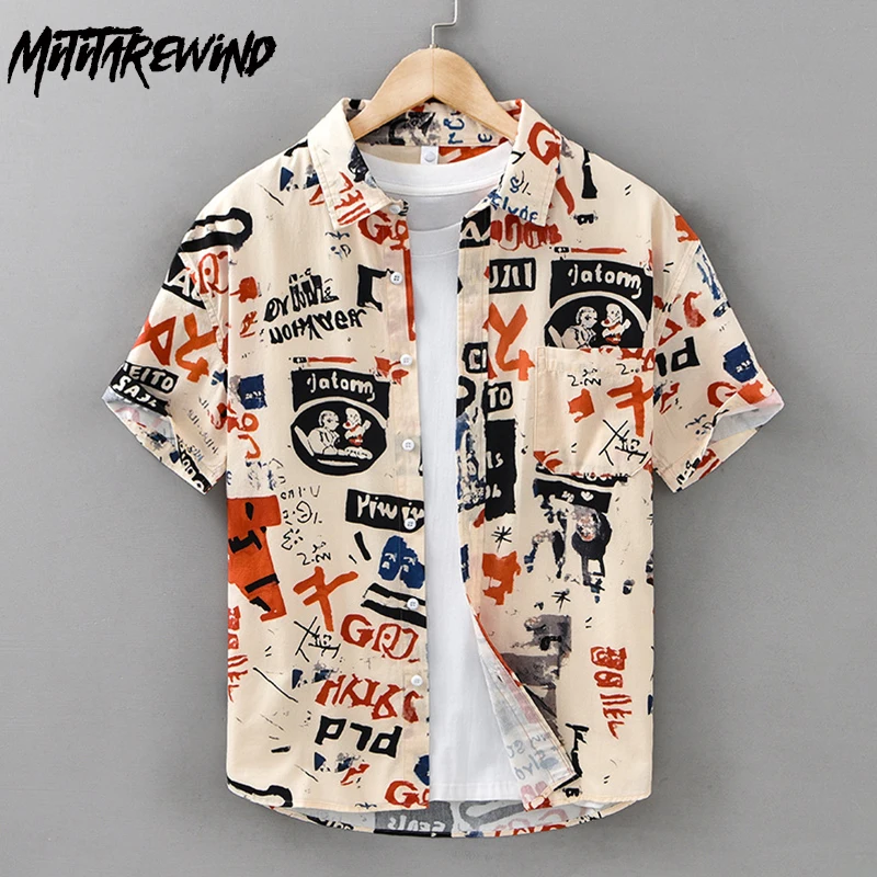 Graffiti Short Sleeve Printed Shirt Men Summer New Mens Shirts Japanese Streetwear Loose Tops Comfort Pure Cotton Casual Shirts
Graffiti Short Sleeve Printed Shirt Men Summer New Mens Shirts Japanese Streetwear Loose Tops Comfort Pure Cotton Casual Shirts
