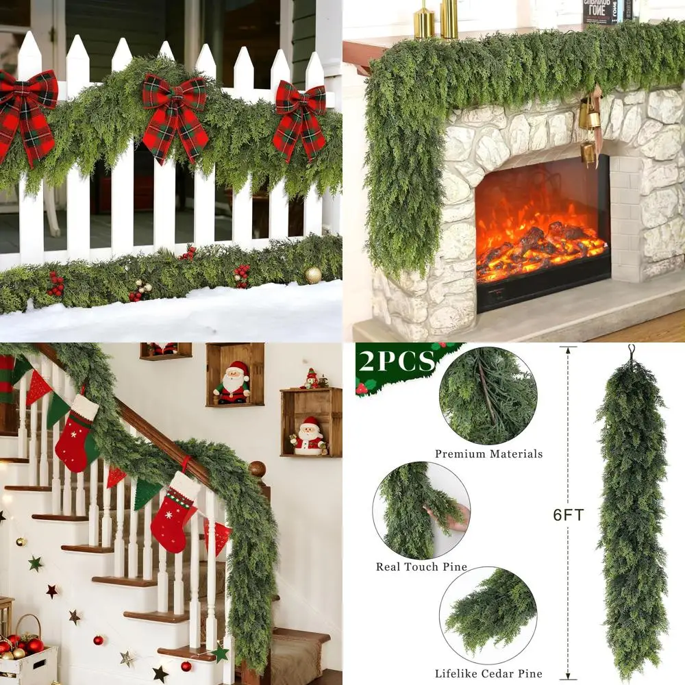 Artificial Green Cedar Garlands, 2-Piece Set, 6FT Long, for Fireplace, Table, Stairs, Mantle, Window, Indoor/Outdoor Holiday Dec
Artificial Green Cedar Garlands, 2-Piece Set, 6FT Long, for Fireplace, Table, Stairs, Mantle, Window, Indoor/Outdoor Holiday Dec