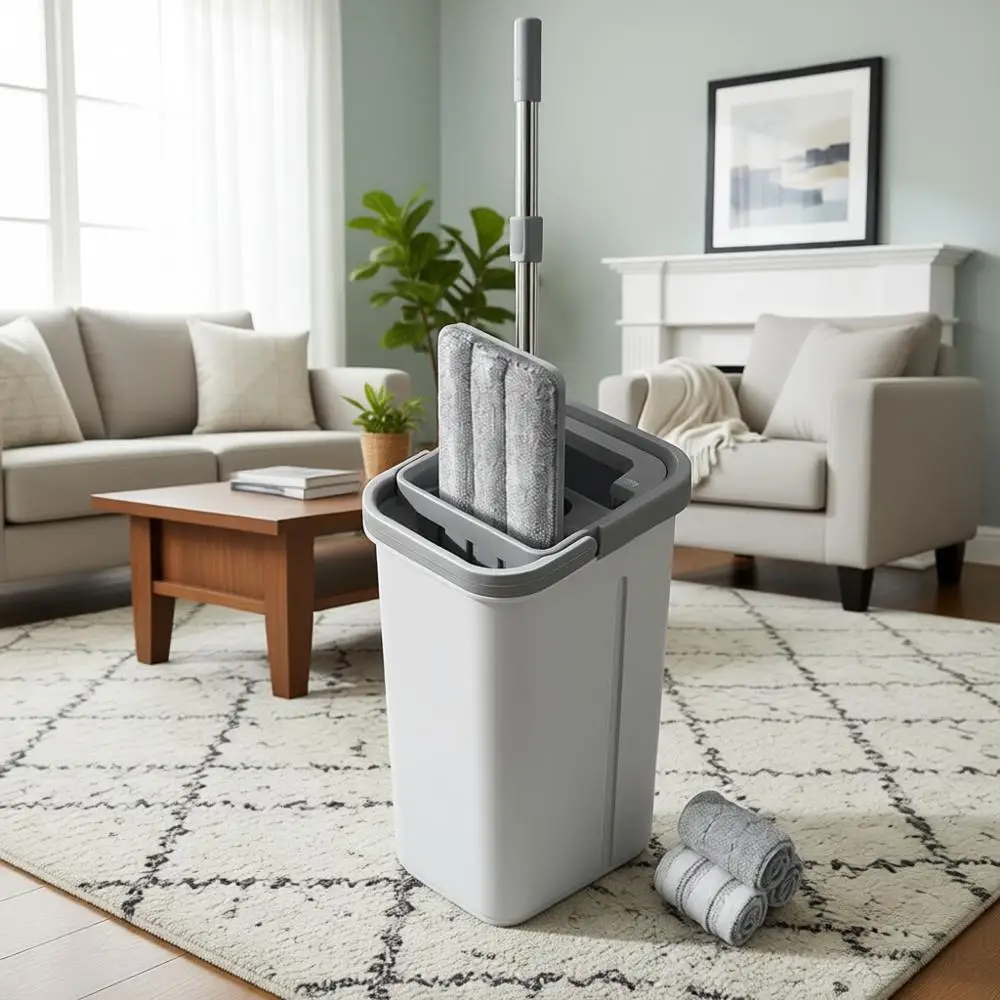 Microfiber Mop and Bucket Set with Wringer, 3 Washable Pads, Suitable for Wet and Dry Floor Cleaning
Microfiber Mop and Bucket Set with Wringer, 3 Washable Pads, Suitable for Wet and Dry Floor Cleaning