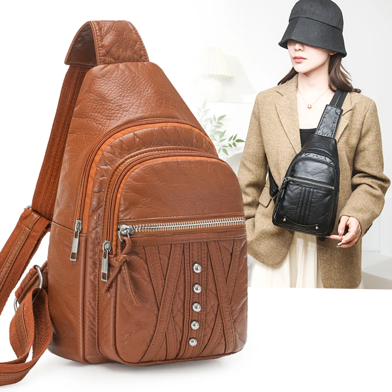 Women Fashion Retro PU Leather Chest Bag, Lightweight Sling Crossbody Shoulder Bag, Multifunctional Casual Daypack with Pockets
Women Fashion Retro PU Leather Chest Bag, Lightweight Sling Crossbody Shoulder Bag, Multifunctional Casual Daypack with Pockets