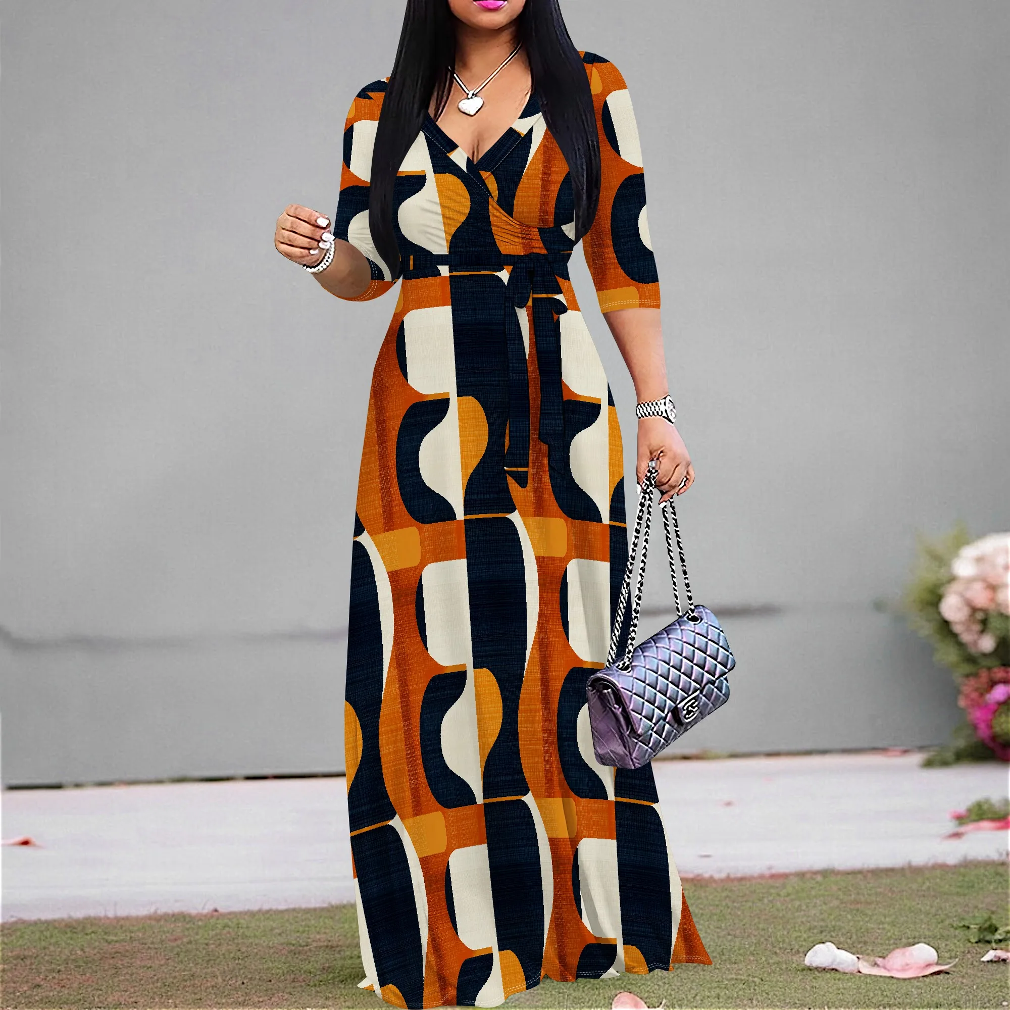 Bold Geometric Print Maxi Dress S-3XL, Vintage Wrap Style for Art Exhibitions or Fall Streetwear Looks
Bold Geometric Print Maxi Dress S-3XL, Vintage Wrap Style for Art Exhibitions or Fall Streetwear Looks