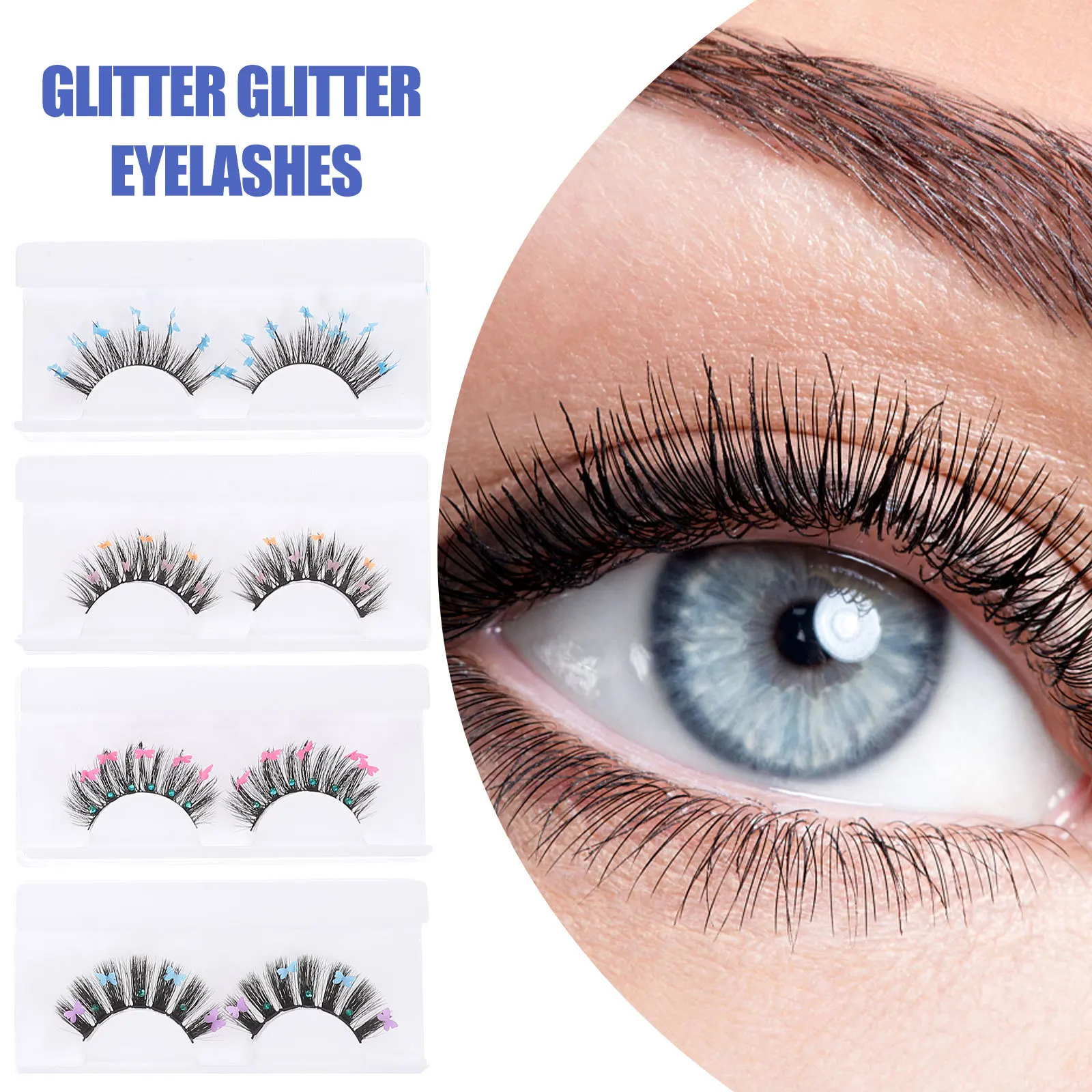 4Pairs Glitter Eyelashes Long Dramatic Sequins False Lash Extensions Easy to Apply for Day Night Looks Colored Lashes
4Pairs Glitter Eyelashes Long Dramatic Sequins False Lash Extensions Easy to Apply for Day Night Looks Colored Lashes