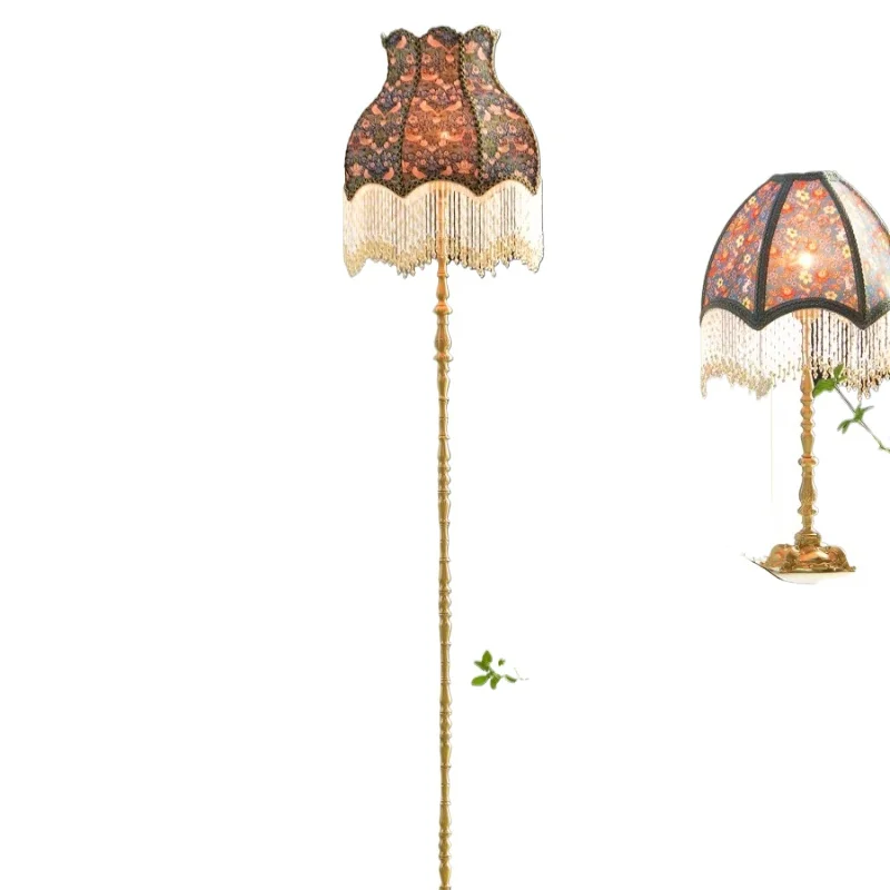 American retro brass fringed floor lamp, French vintage romantic atmosphere living room bedroom lamp
American retro brass fringed floor lamp, French vintage romantic atmosphere living room bedroom lamp